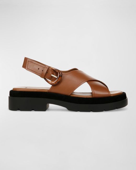 Vince Brown Helena Leather Crisscross Slingback Sandals