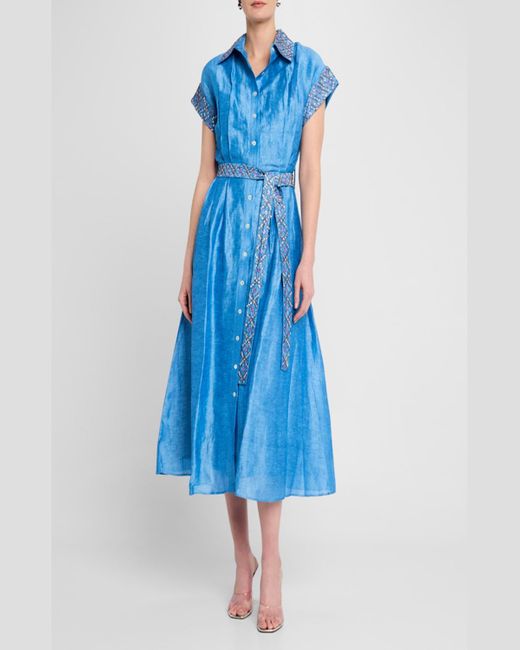 La Fuori Pixie Geo Midi Shirtdress in Blue | Lyst