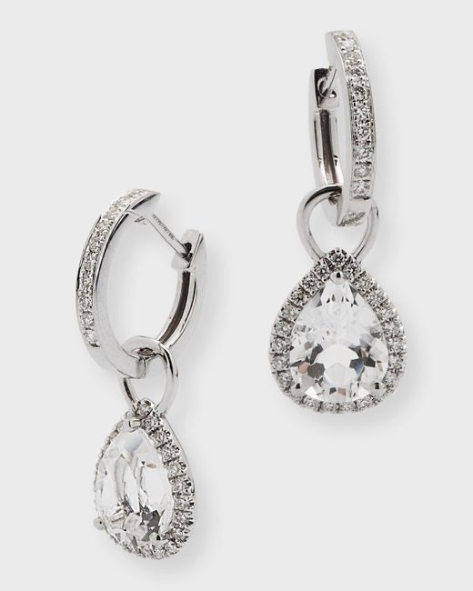 Kiki McDonough White Grace 18k Detachable Drop Earrings With Topaz And Diamonds