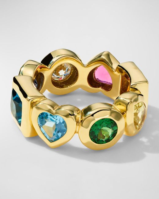 Ippolita Metallic 18k Gold Caramella Rainbow Stone Ring With Diamond, Size 7