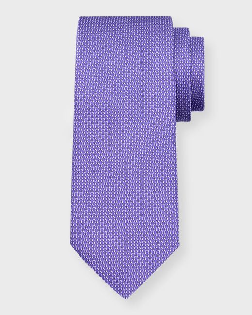 Canali Purple Micro-Geometric Jacquard Silk Tie for men