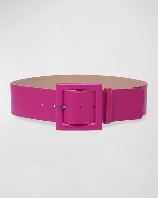 Carolina Herrera Pink Square-buckle Wide Leather Belt