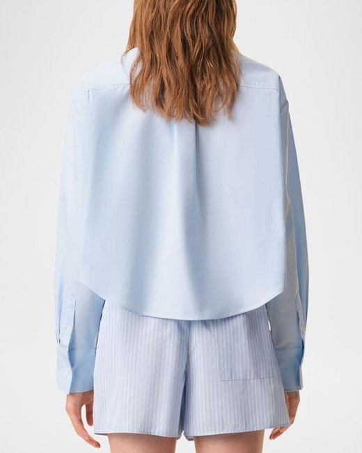 AMI Blue Oversized Cropped Button-Down Shirt