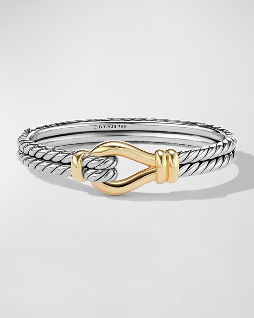 David Yurman Gray Thoroughbred Loop Bracelet In Silver With 18k Gold, 16mm