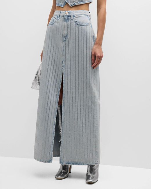 Triarchy Gray Ms. Sofiane Metallic-stripe Denim Maxi Skirt