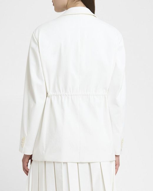 Plan C White Sequin-Fringe Drawstring Double-Breasted Blazer Jacket