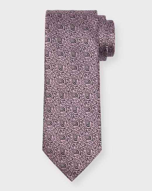 Zegna Purple 100 Fili Silk Paisley Jacquard Tie for men