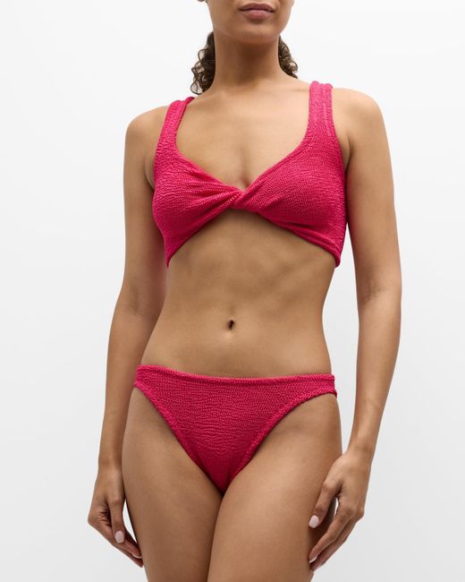 Hunza G Red Juno Crinkled Two-piece Bikini Set