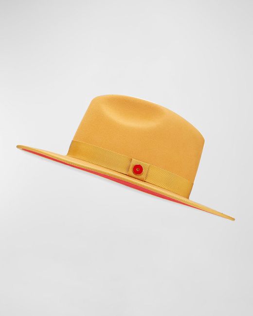 Keith James Yellow Queen-Brim Wool Fedora Hat for men