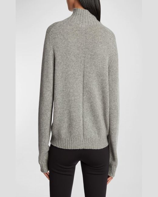 The Row Gray Kensington High-neck Cashmere Sweater