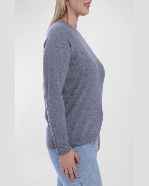 Minnie Rose Blue Plus Size Cashmere Crewneck Sweater