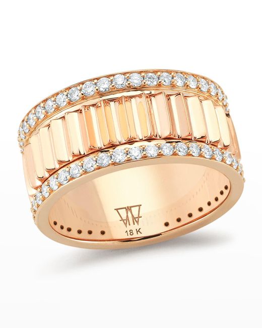 Walters Faith Metallic Rose Gold Diamond 10mm Fluted Band Ring, Size 6.5