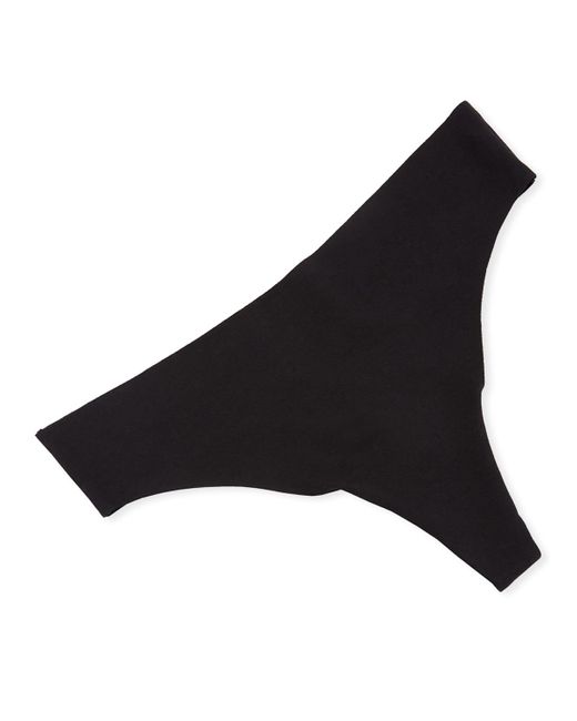 Hanro Black Invisible Cotton Thong Underwear