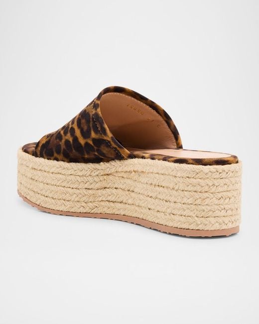 Gianvito Rossi White Leopard Slide Flatform Espadrilles