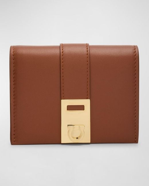 Ferragamo Brown Hug Compact Leather Wallet