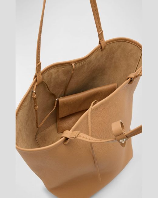 The Row Brown Park Leather Shopper Tote Bag