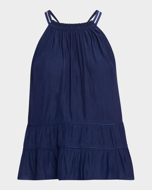 Ramy Brook Blue Dana Tiered Tank Top