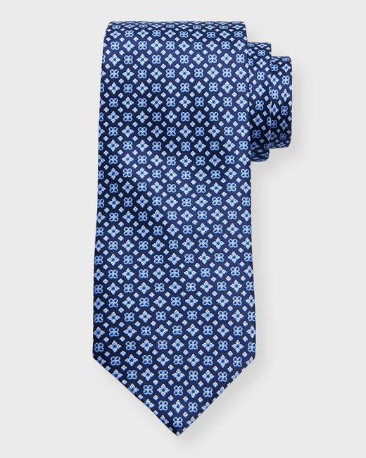 Stefano Ricci Blue Silk Micro-medallion Tie for men