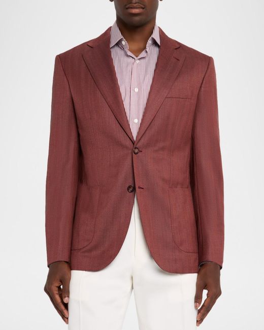 Brioni Red Apos;S Herringbone Single-Breasted Blazer for men