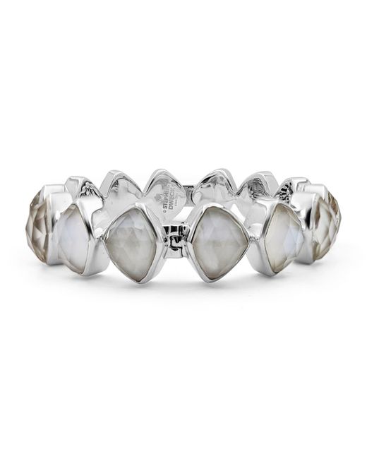 Stephen Dweck Gray Faceted Natural Quartz, Mother-of-pearl And Agate Bangle In Sterling Silver