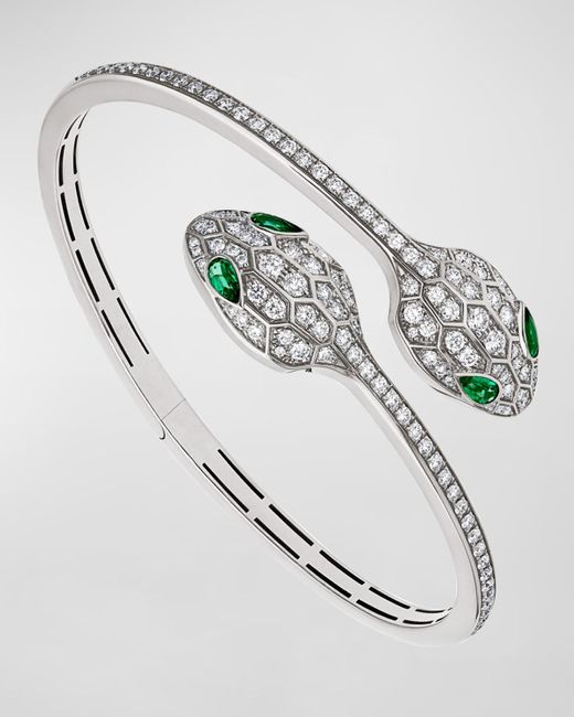BVLGARI Serpenti Bypass Bracelet In 18k White Gold And Diamonds, Size S