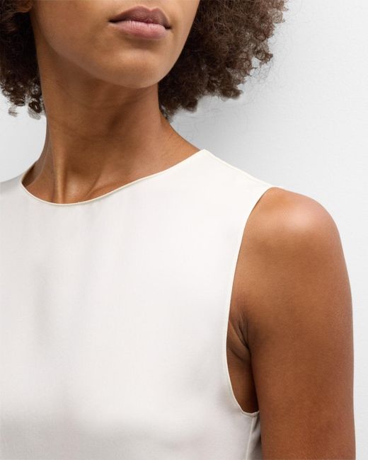 Theory White Silk Straight Shell Top