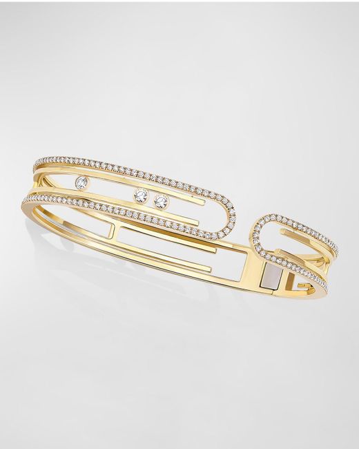Messika Metallic Move 10th 18k Yellow Gold Diamond Bangle Bracelet, Size Small