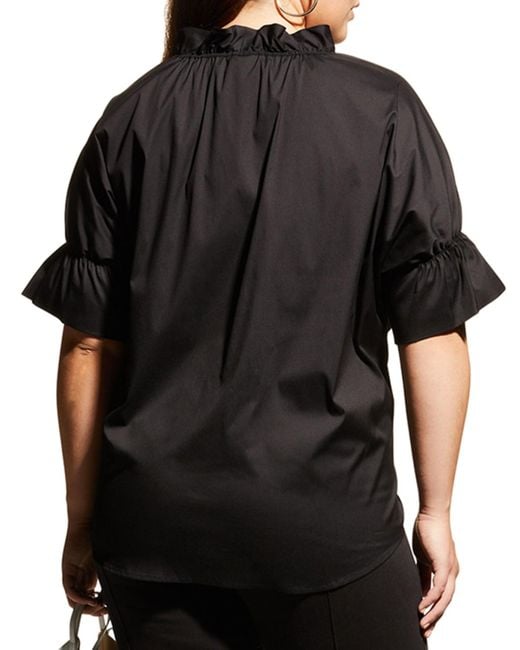 Finley Black Plus Size Crosby Solid Ruffle Shirt
