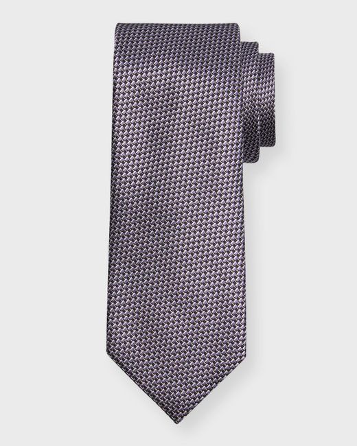 Tom Ford Purple Micro-Print Mulberry Silk Tie for men