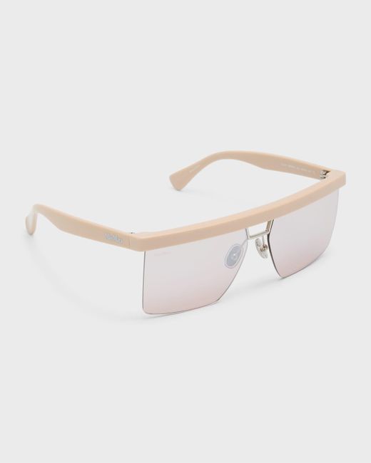 Max Mara White Flat1 Half-rimmed Acetate Aviator Sunglasses