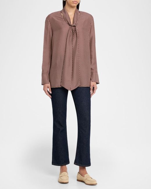 Joseph Brown Adele Geometric-Print Tie-Neck Blouse