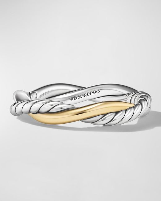 David Yurman Metallic Petite Infinity Band Ring In Silver With 14k Gold, 4mm