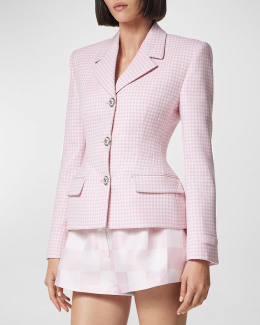 Versace Pink Informal Double Wool Natte Blazer Jacket