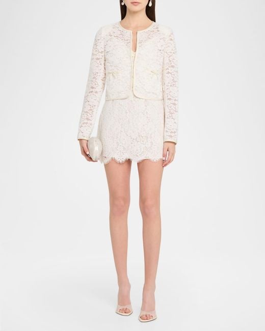 LoveShackFancy White Junetta Floral Lace Cropped Jacket