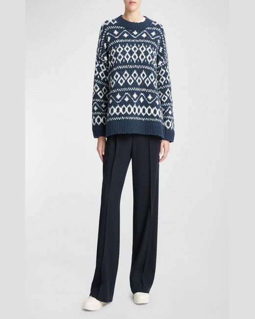 Vince Blue Nordic Wool-blend Fair Isle Sweater