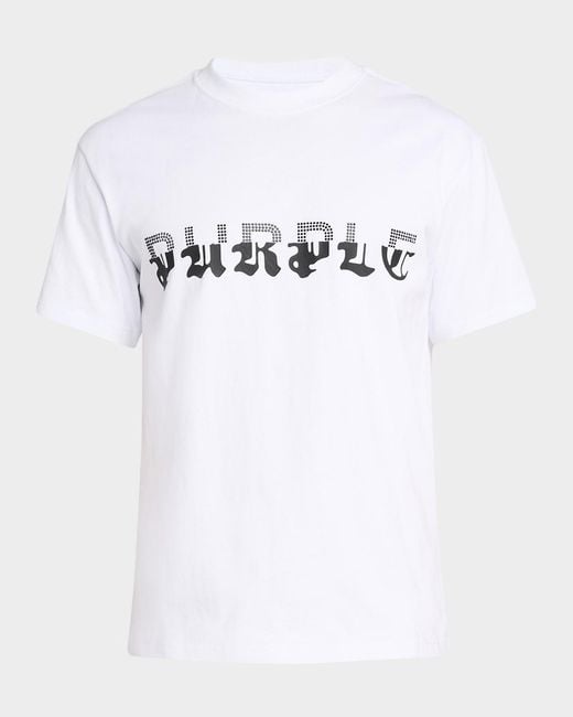 Purple White Split Logo Jersey T-Shirt for men