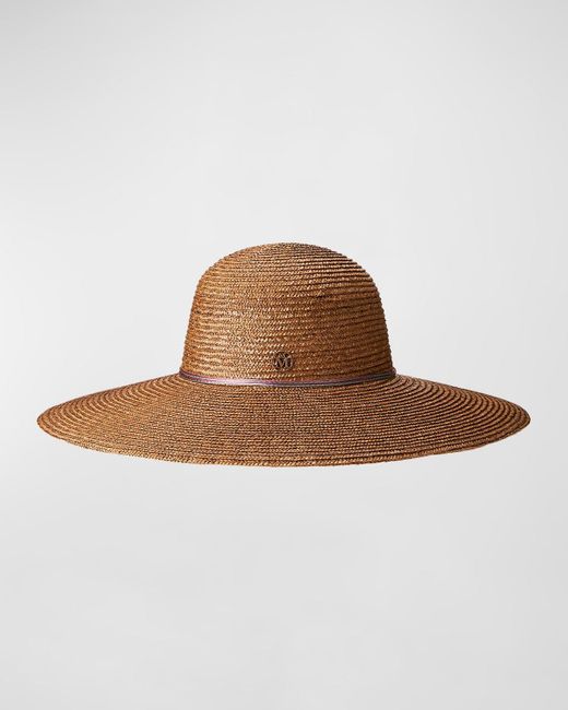 Maison Michel Brown Blanche Seasonal Iconic Camel Straw Hat
