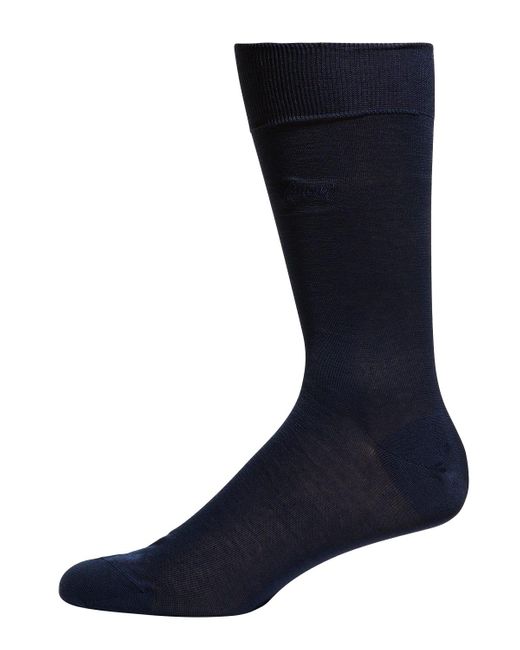 Brioni Blue Solid Crew Socks for men