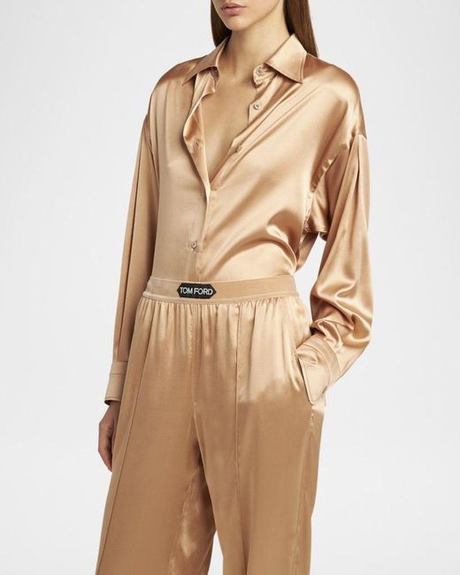 Tom Ford Natural Button-Down Silk Shirt