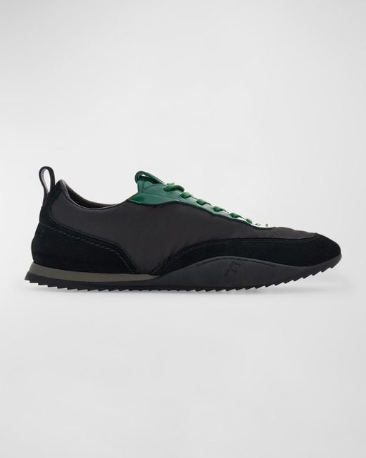 Ferragamo Black Detroit 1 Textile And Leather Low-Top Sneakers for men