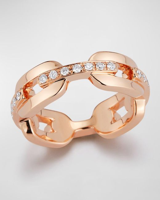 Walters Faith Pink 18k Rose Gold And Diamond Bar Flat Chain Link Ring