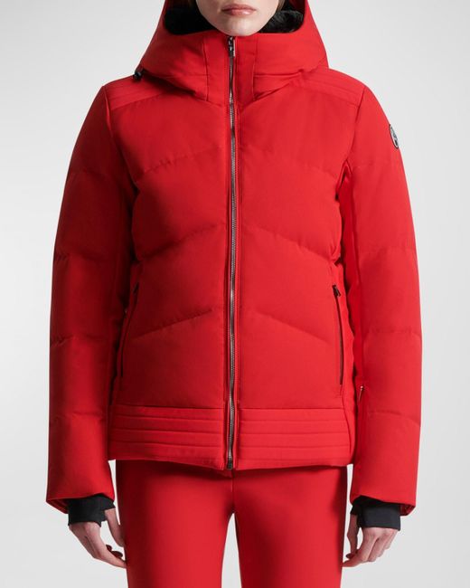 Fusalp Red Avery Puffer Jacket With Faux Fur Lining