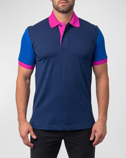 Maceoo Blue Mozart Colorblock Polo Shirt for men