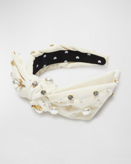 Lele Sadoughi White Oversized Pearly Crystal Holly Headband
