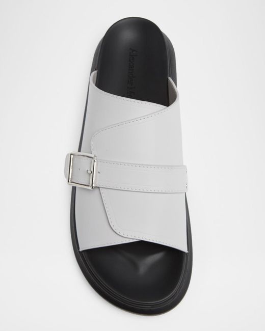 McQueen White Apos;S Rubber Overlapping-Upper Buckle Sandals for men