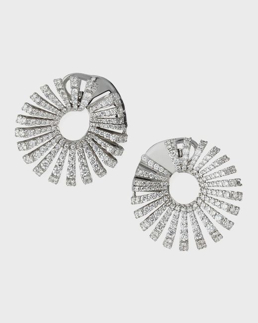 Miseno Metallic Ventaglio 18k White Gold Round Diamond Earrings