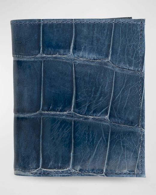 Abas Blue Glazed Alligator Leather Bifold Wallet for men