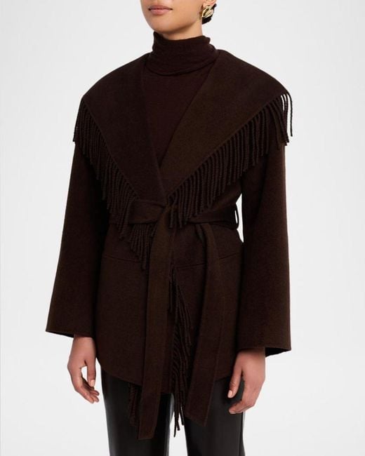Jonathan Simkhai Black Rowen Fringe Wool Jacket