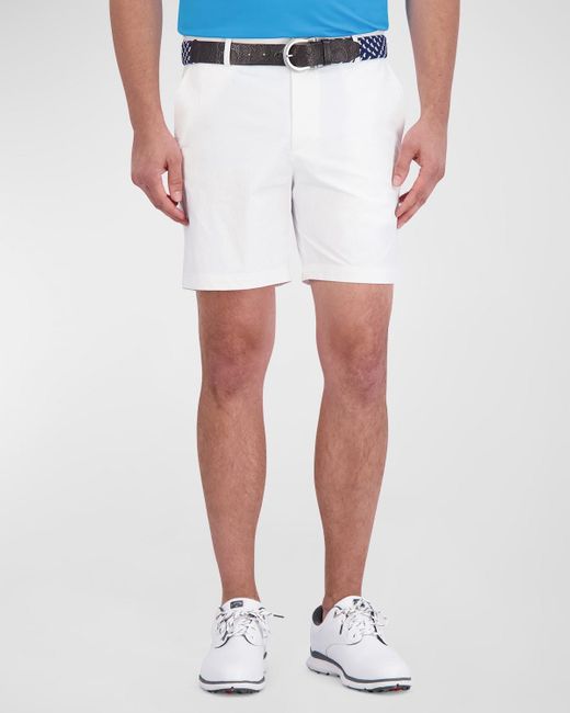 Robert Graham White Aster Stretch Flat-Front Shorts for men