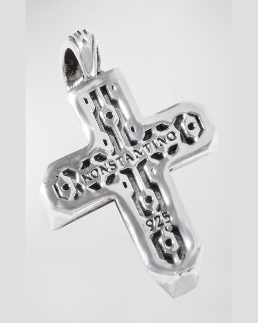 Konstantino Metallic Arc Two-Tone Spinel Cross Pendant for men